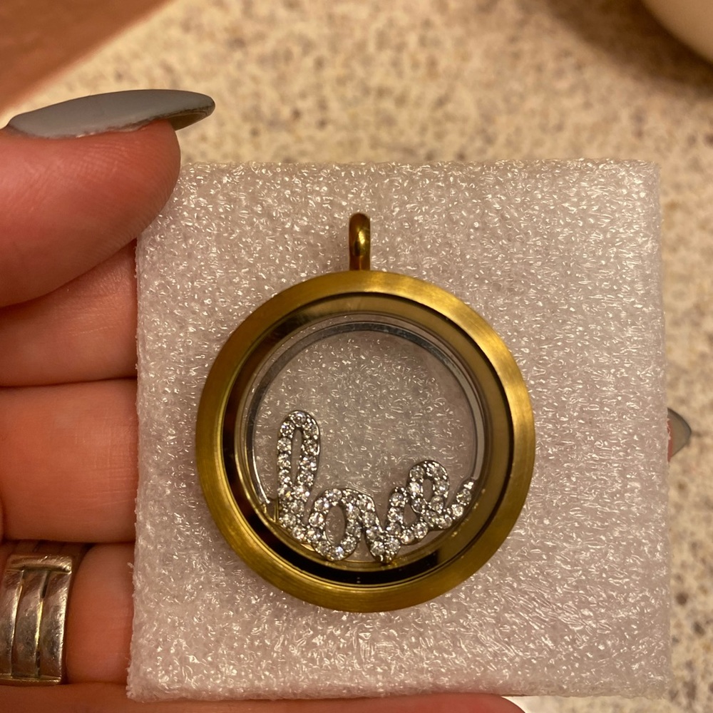 Large gold origami locket